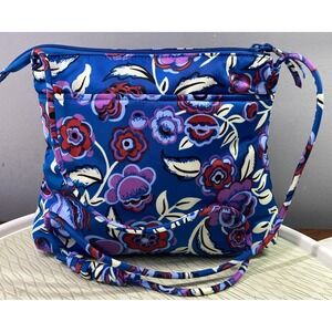 Vera‎ Bradley Womens Hipster Crossbody Handbag Blue Floral Purse 9.5x11.5x2" EUC